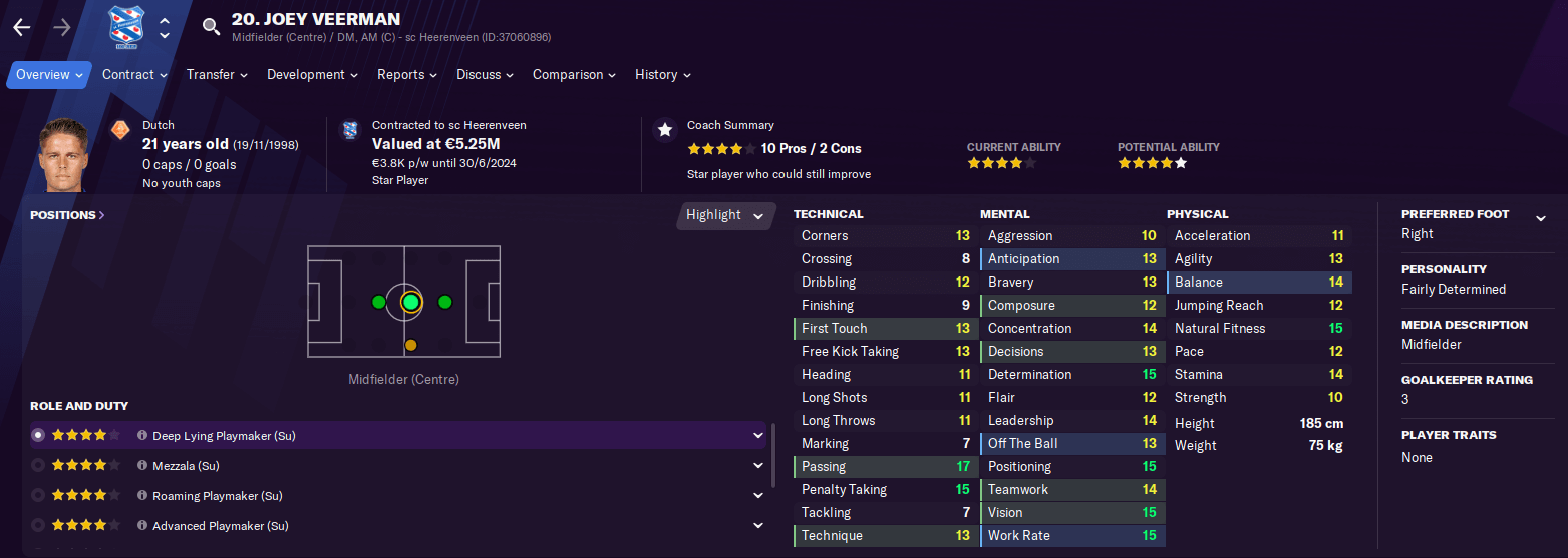 Football Manager 2021 player profile: Joey Veerman