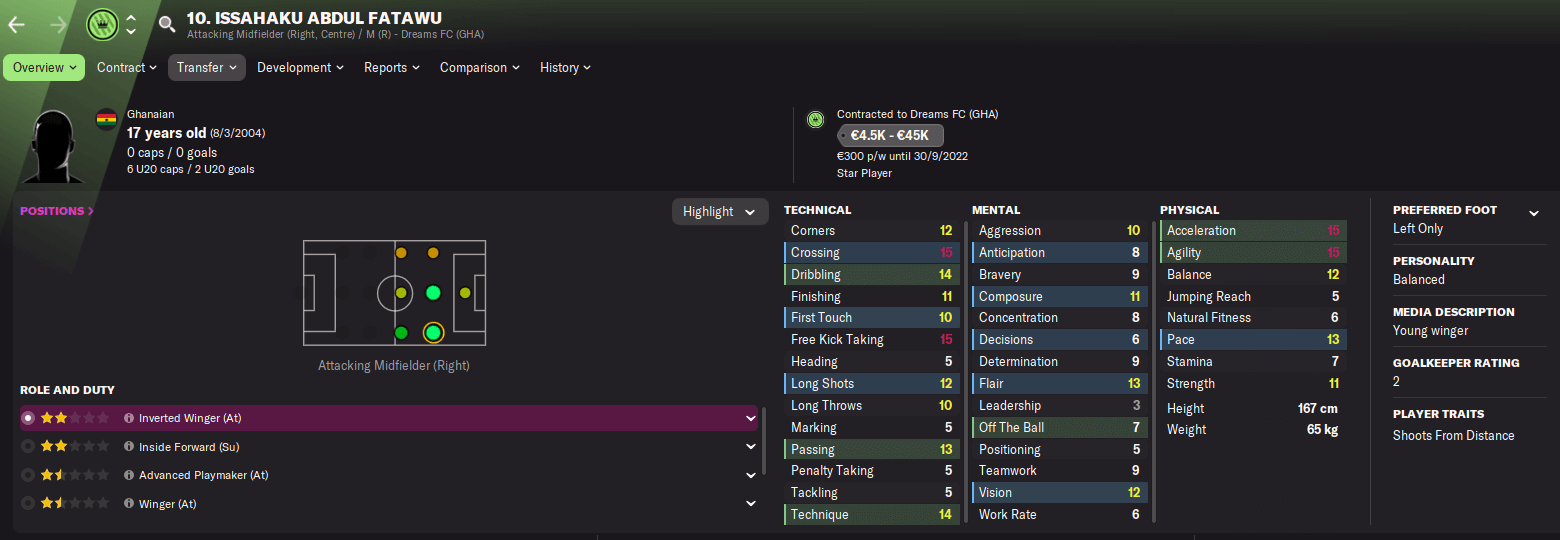 FM22 African Wonderkid Abdul Fatawu Issahaku