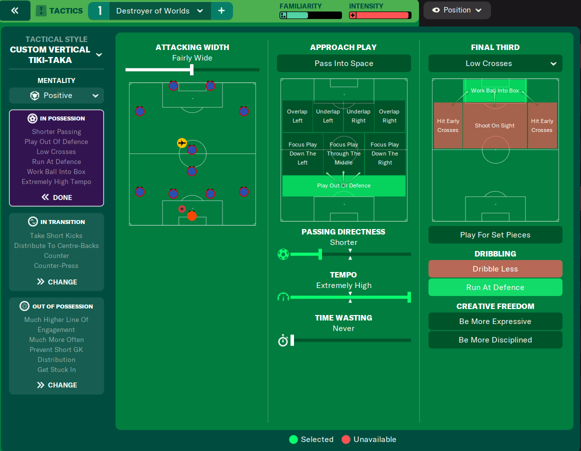 FM22 Destroyer of worlds Tactic - in possession