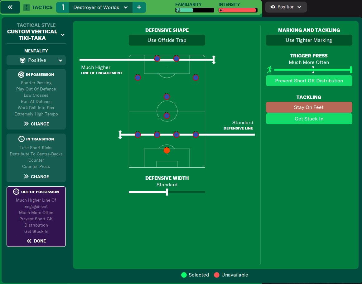 FM22 Tactic Destroyer of worlds - out of possession instructions