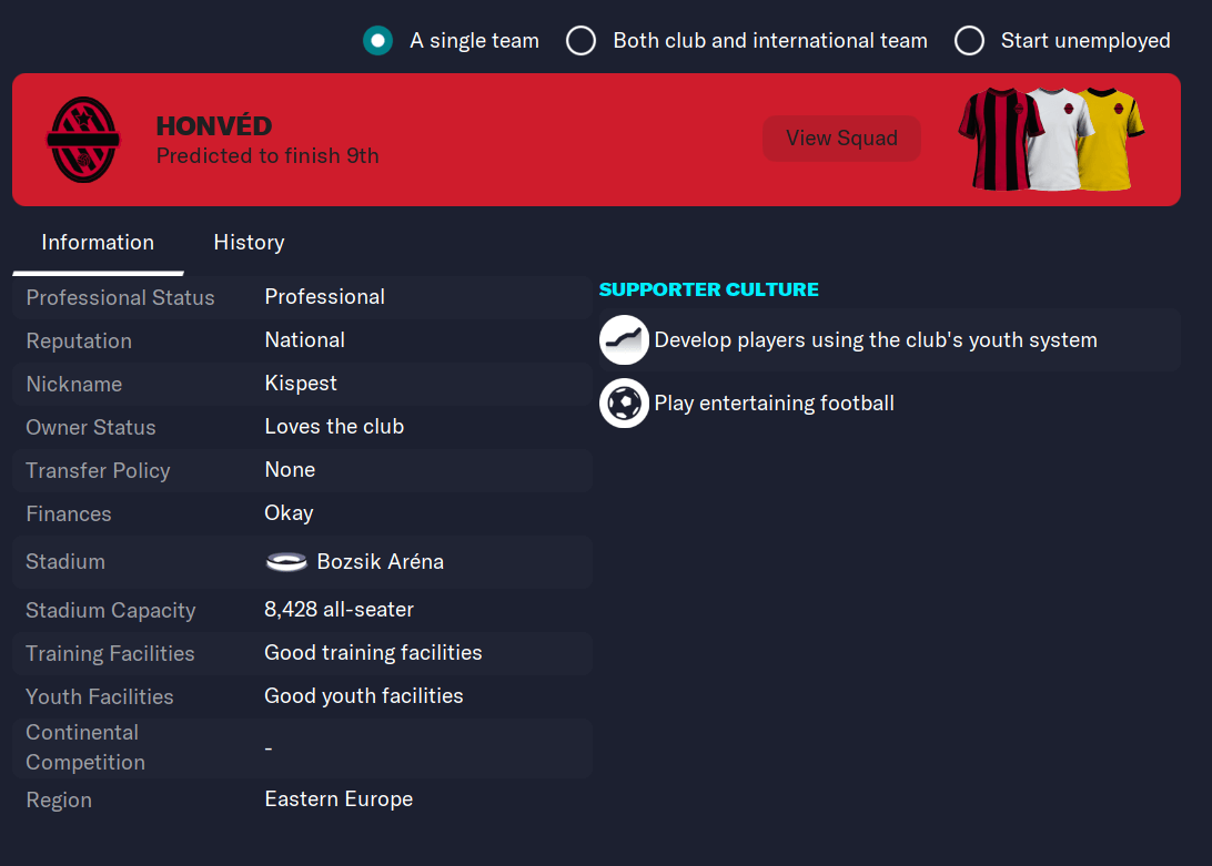 FM24 Build a nation saves: Hungary Honved