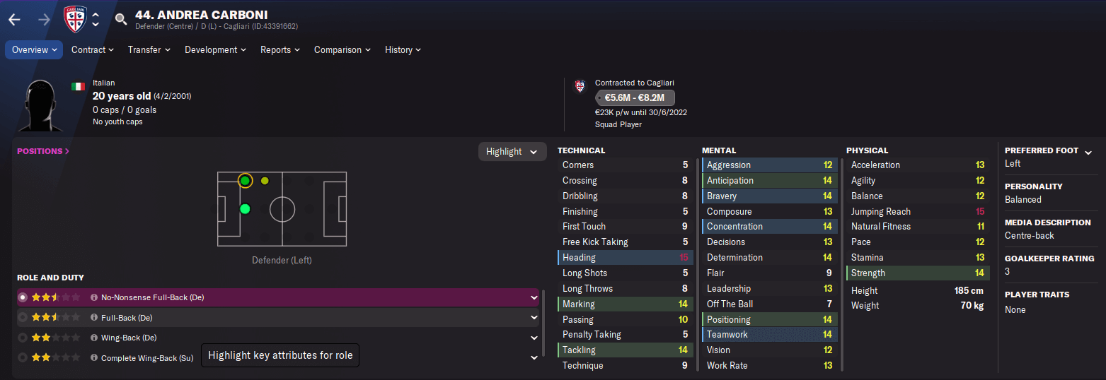 Football Manager 2022 players to sign Andrea Carboni