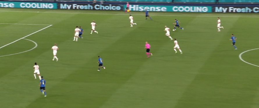 italy attacking transition vs switzerland quick counter barella forward runs with ball