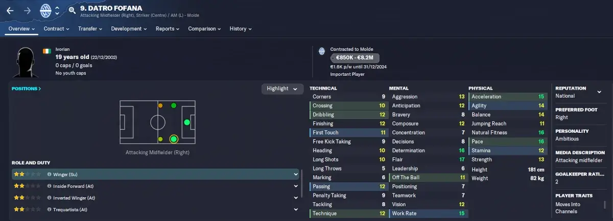 FM23 best bargains wonderkid Datro Fofana player profile