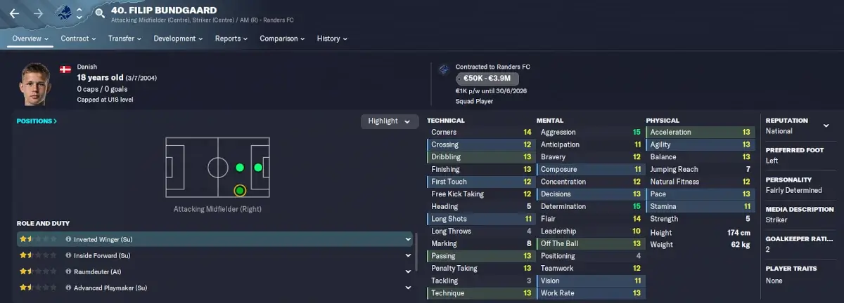 FM23 Danish talent bargain Filip Bundgaard