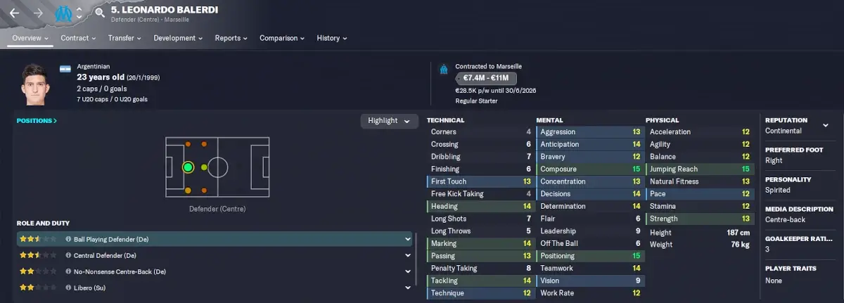 FM23 Argentinian bargain Leonardo Balerdi