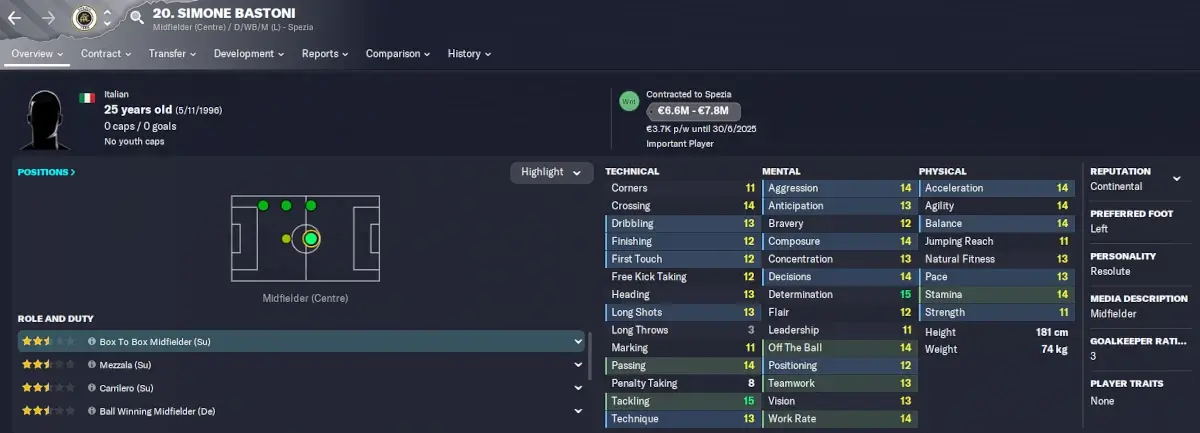 FM23 Italian bargain Simone Bastoni