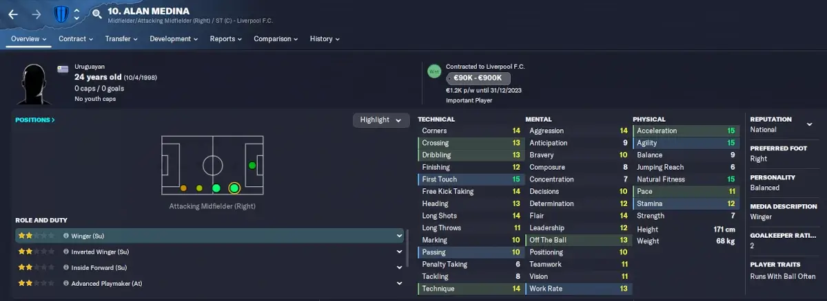 FM23 best cheap signings Alan Medina player profile