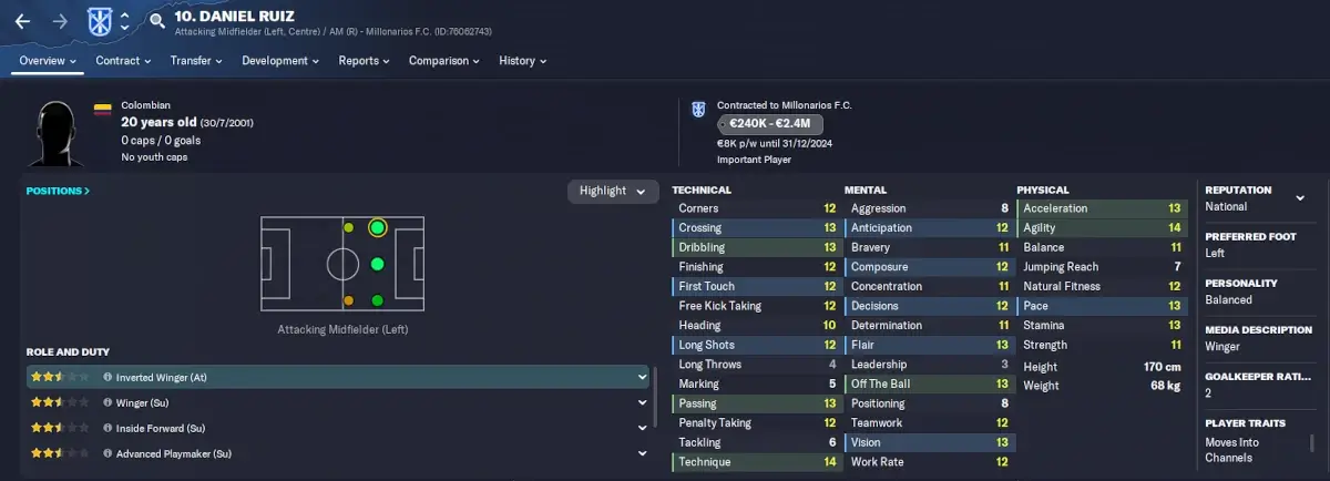 FM23 South American wonderkids Daniel Ruiz