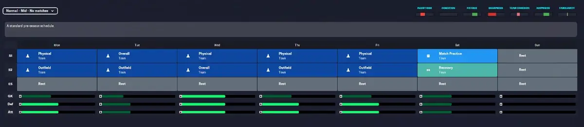 FM23 training schedule normal mid preset